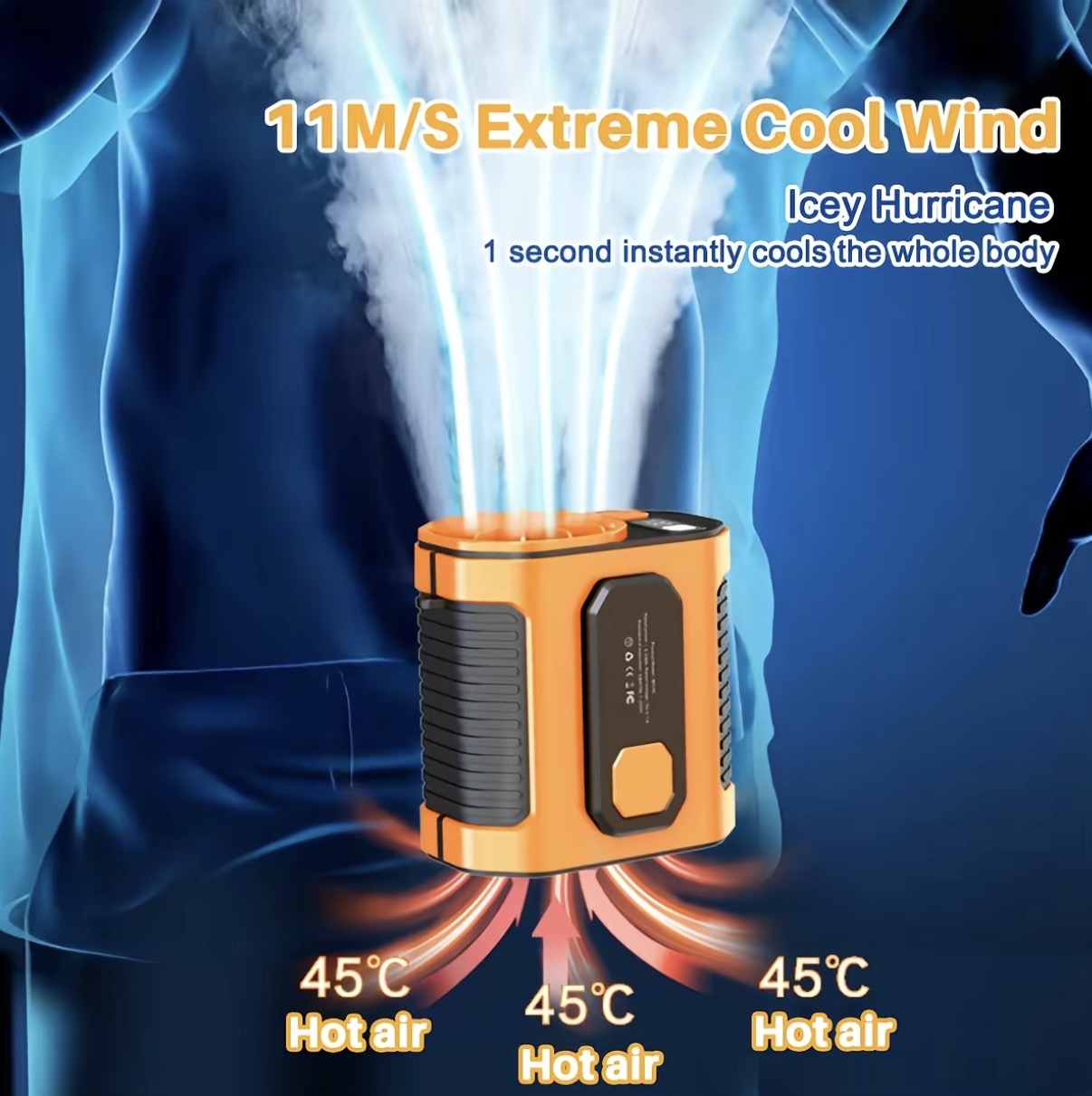 Summer Fan, Portable Waist Clip Fan, 5000 mAh Cool Clip Fan Under Shirt, Belt Fan Clip On Waist Portable Cooling Fan, with LED Light, USB Rechargeable Portable Waist Fan for Outdoor Play and Work