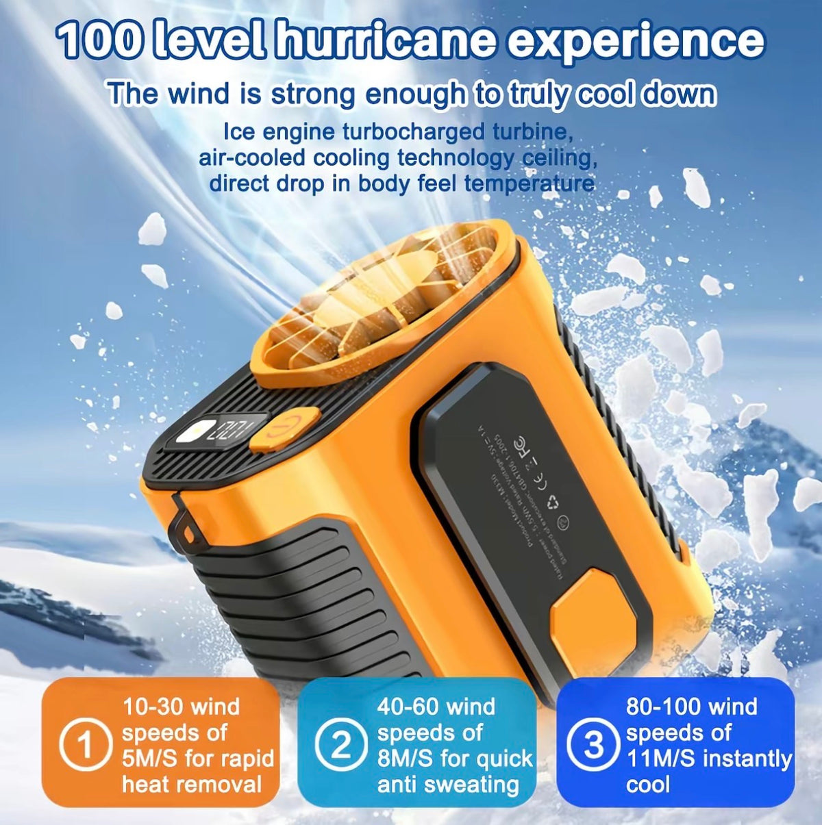 Summer Fan, Portable Waist Clip Fan, 5000 mAh Cool Clip Fan Under Shirt, Belt Fan Clip On Waist Portable Cooling Fan, with LED Light, USB Rechargeable Portable Waist Fan for Outdoor Play and Work