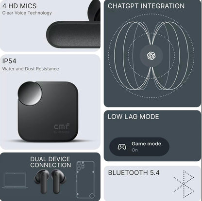 Cmf Buds Earbud Noise-Cancelling Bluetooth Earphones - Orange