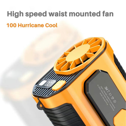Summer Fan, Portable Waist Clip Fan, 5000 mAh Cool Clip Fan Under Shirt, Belt Fan Clip On Waist Portable Cooling Fan, with LED Light, USB Rechargeable Portable Waist Fan for Outdoor Play and Work